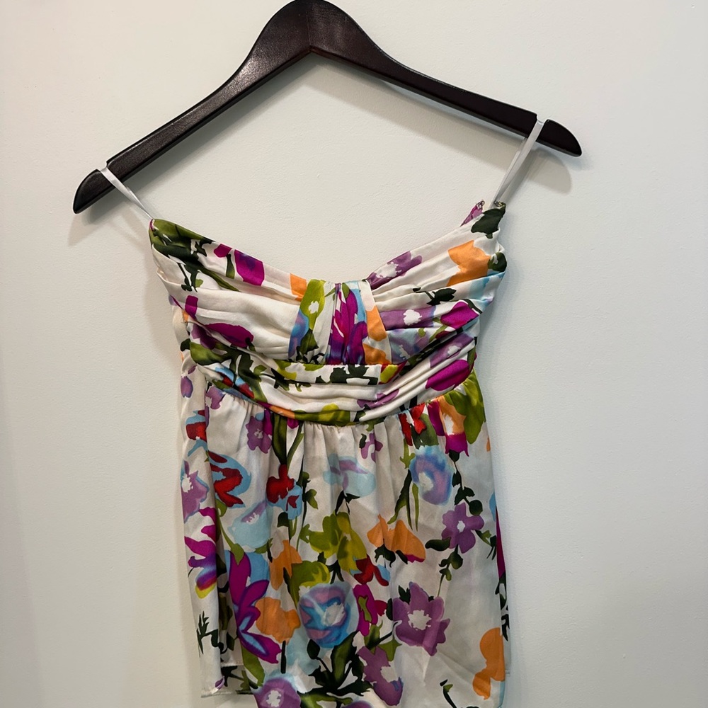 Alice & Trixie Multicolor Floral Strapless Dress with White Base